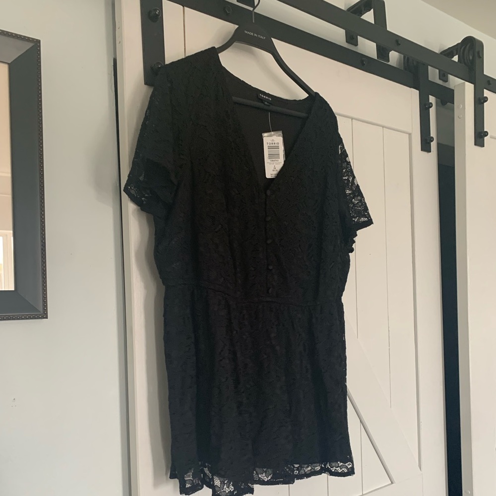 Black lace peplum top